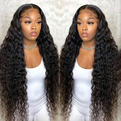 China Deep Wave Cuticle Aligned Brazilian Remy Hair Lace Frontal Pre-Plucked Virgin Human Hair Double Wave 13x4 Human Hair Wigs for sale