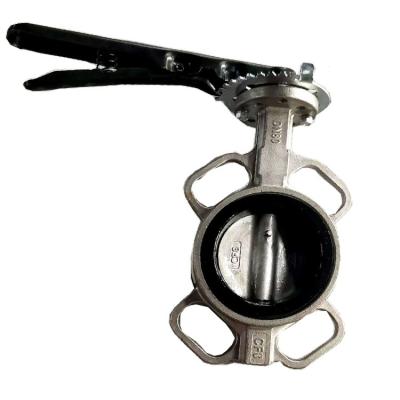 China Stainless Steel PN16 PN25 DN50-DN150 150LB 300LB 2 Inch-6 CF8 Stainless Steel Wafer Soft Sealing Butterfly Valve for sale