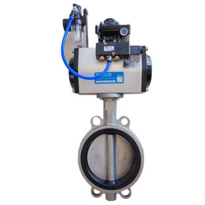 China PN16 PN25 DN50-DN300 150LB 300LB 2 inch -12 inch Stainless Steel Wafer Pneumatic Butterfly Valve for sale