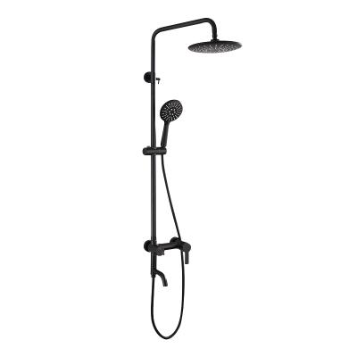 China Without Diverter Shower System Black Shower Set Wall Mounted 12 Inch High Pressure Shower Head And Hand Spray for sale