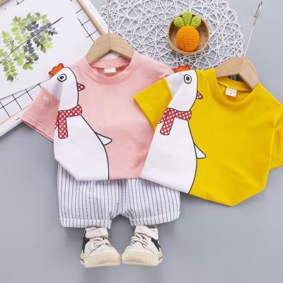 China Jh01 casual fashion wholesale toddler boy and girl clothes cotton summer baby two-piece sets sportswear set for sale