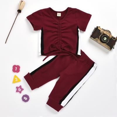 China 1689 Casual Warm Pleated Toddler Girl Two Piece Clothes Long Tops Pants Fashion Clothes 2022 for sale