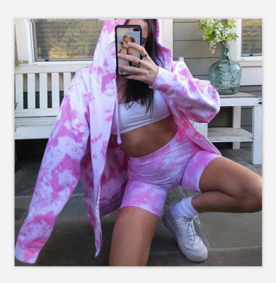 China Anti-pilling 8203 High Quality Tie Dye Hoodies For Ladies Fashion Lady Oversized Zipper Hoodies for sale