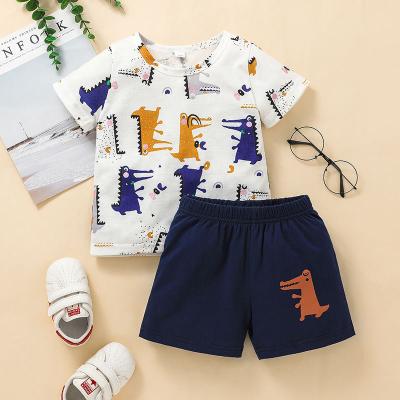 China 11460A Toddler Boys Summer Clothes Cartoon Print Casual Tops With Shorts 2022 Summer Two Piece Clothes For Boys for sale