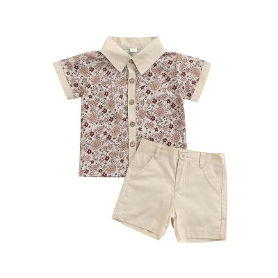 China 316 Summer Casual Fashion Clothes Baby Clothes Boys New British Style Print Tops Shorts Two Piece Suit for sale