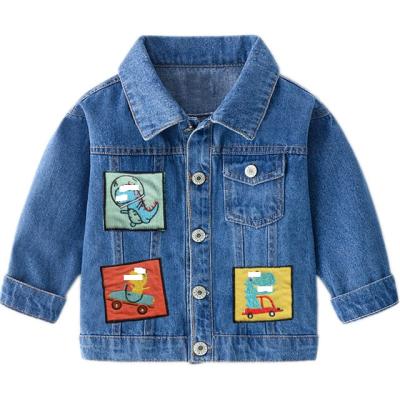 China KUT2694 Fashion Anti-wrinkle Kids Long Sleeve Outerwear Cartoon Boys Denim Jackets Kids Jackets for sale