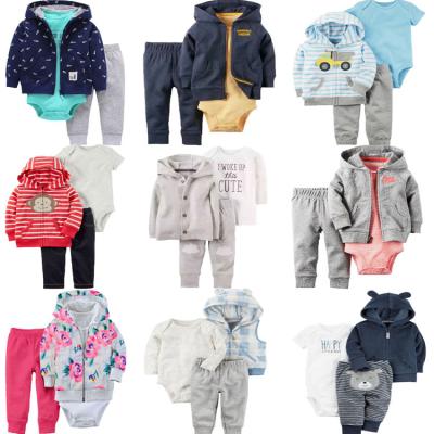 China Wholesale High Quality Anti-Shrink Baby Romper +pants +coat 3pcs Infants Clothing Sets Baby Outfits Newborn Baby Clothes for sale