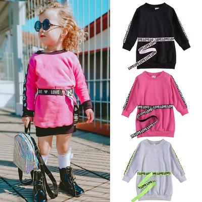 China 203041 Anti-wrinkle Girls Autumn Kids Baby Girls Clothes Long Sleeve Casual Short Dress Long Sleeve Pullovers Sweatshirt Letter Printing for sale