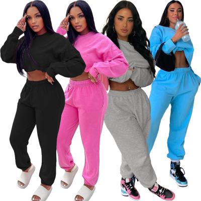 China Anti-pilling 267 Women Basic Hoodie Hoody Sweatsuit Pullover Terry Track Suit Set Casual Simple Women Custom Made 2 Pieces Sets Women Autumn Clothes for sale