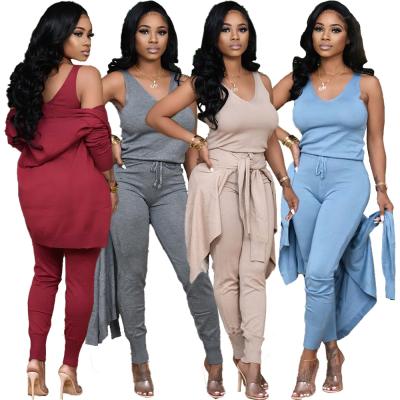 China Anti-pilling Top 1532 New Come With Jogger Pants 3 Piece Set Women Pant Suit Sets Sweated Sets for sale