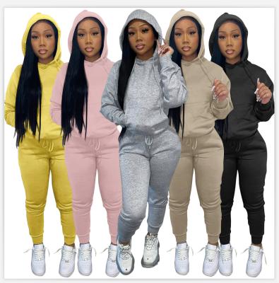 China Anti-pilling 972 wholesale outfits 2 pieces xs-2xl casual two-piece sets hoodie custom women for sale