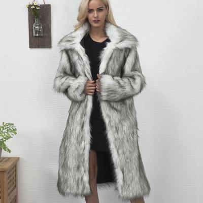 China 0832 Plus Size Women's Anti-wrinkle 2021 New Fashion Coats Square Neck Long Slim Faux Fur Fox Fur Coat Jacket for sale