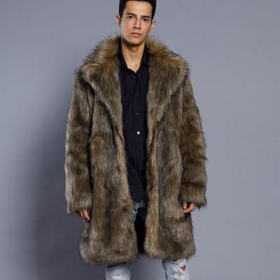 China 0820 Fashion Men's Anti-pilling Faux Fur Coat Men Thicken Warm Imitation Fur Overcoat Long Ditch Fur Coat Jacket for sale