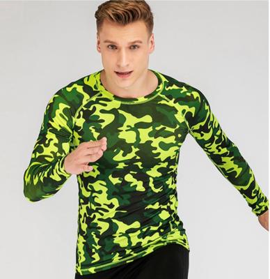 China 0043 QUICK DRY long sleeve men's shirt printed round neck T-shirt men's camouflage shirt for men's workout fitness running sportswear for sale