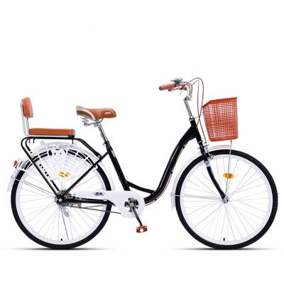 China Spoke Wheel Factory Outlet Bike With Rear Seat Retro Old-fashioned Bicycle Adult Lightweight City Bike for sale