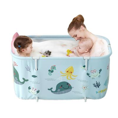 China Viable Portable Folding Tub For Kids Swimming Pool Bath Tub Adult Large Plastic Bucket Insulation Bathing Tub With Cover for sale