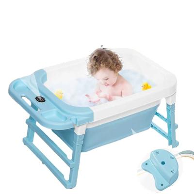 China Sustainable Folding Bathtub Baby Bath Tubs Infant Newborn Child Body Washing Child Portable Foldable Non-slip Tub With Thermometer for sale