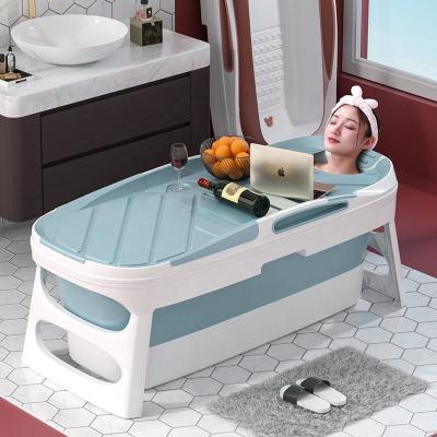 China 1.4mPlastic Sustainable Baby Free Standing Bathtub For Adults Baby Toddlers With Cover, PP Material And V Band, Blue And Purple for sale