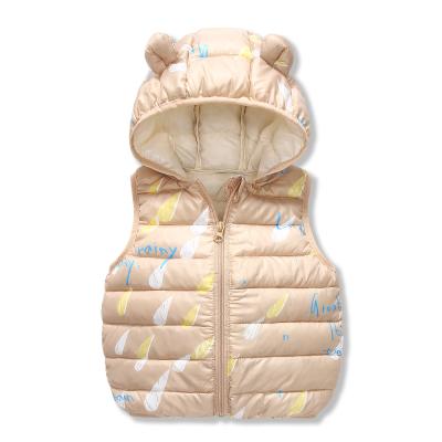 China Kids Breathable Cotton Down Vest With Hood Comfortable Cute Rabbit Ears Design Vest for sale