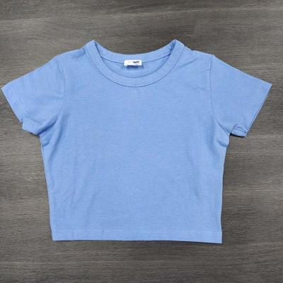 China 100% Cotton Anti Pilling Navel Push Up Plain Top Lady Baby Short Sleeve T-Shirt for sale