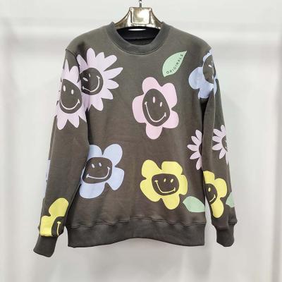 China Anti-pilling come to order normal 320g 80% cotton velor hoodie with printed round neck for sale