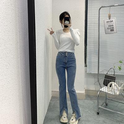 China 2022 new women's fashion breathable straight jeans high waist vintage slim loose casual ladies jeans for sale