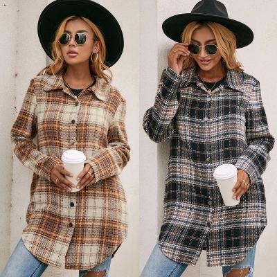 China 2022 Women's Autumn Winter Long Sleeve Plaid Shirt Blouse Anti-pilling Casual Loose Button Down Shein Tops for sale