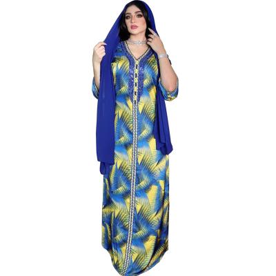 China Wholesale Print Islamic Muslim Dress Hijab Satin Fashion Clothing OEM Silk Abayas For Thobe Women AB143 for sale