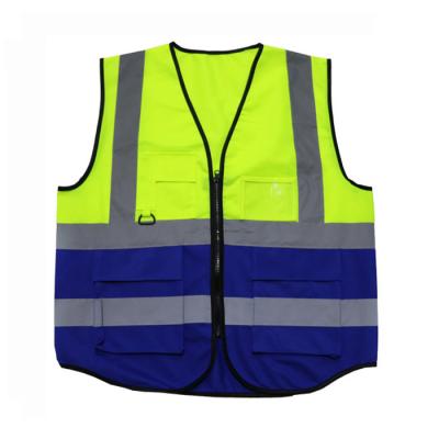 China High Visibility READY TO SHIP Wholesale 100% Polyester Custom Printed Two Tone High Visibility Reflective Safety Vest With Pockets for sale