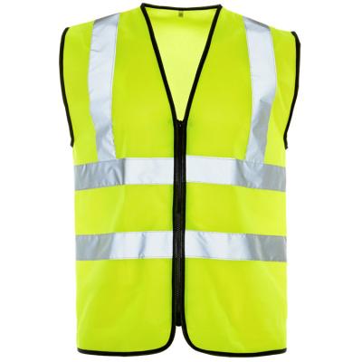 China High Visibility; EN 471100% Polyester China Manufacturer Customized Hi Vis Orange Yellow Construction Safety Fluorescent Vest With Zipper for sale