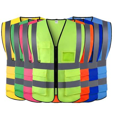 China Wholesale EN 471 STANDARD 100% Polyester Breathable Knitted Fabric Customize Logo Cheap High Visibility Reflective Safety Vest With Pockets for sale