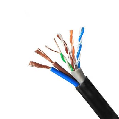 China UTP cable cat5e cat6 siamese lan cable with power cable 4*2*0.56mmBC+2*0.5mm2CCA for sale