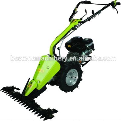 China Aluminum Chasis Gasoline Loncin Engine Mini Walk Behind Sickle Bar Mower for sale