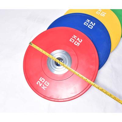 China Stainless Steel Barbell Weightlifting Plate Gym Color Rubber Weight Plates for sale