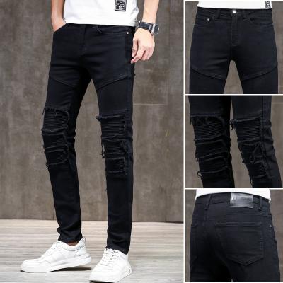 China Breathable Chinese Factory Patchwork Mens Pants Mens Color Slim Fit Blocked Ripped Jeans For Men for sale