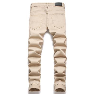 China Hot Sale Slim Fit Mens Khaki Tapered Straight Leg Jeans Breathable for sale