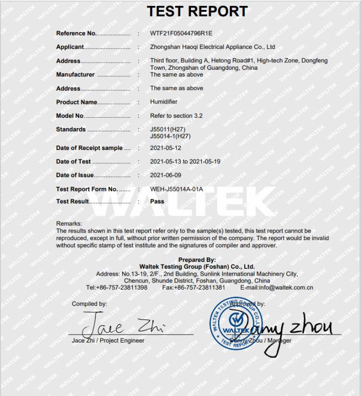 PSE - Zhongshan Haoqi Electrical Appliance Co., Ltd.