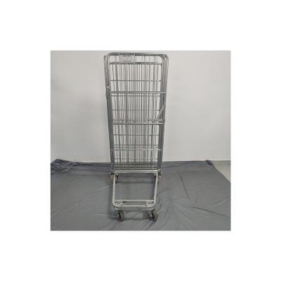 China Q235 China Steel Wire Mesh Warehouse Cargo Wire Mesh Container Roll Cage Cost Effective Pallet Trolley for sale