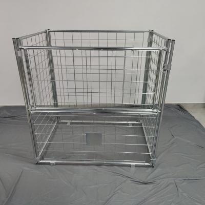 China Industrial Warehouse 1200x800 Storage Wire Collapsible Metal Cage Pallet 1210*805*905mm for sale