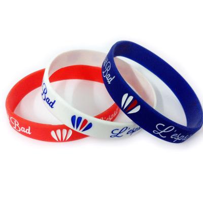 China Custom Rubber Wristbands 12mm Debossed Silicone Rubber Wristbands Printed Wristbands for sale