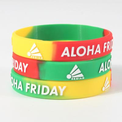 China 12mm Colorful Custom Silkscreen Printed Silicone Wristbands Wristband Rubber Wristband For Men Women Kids for sale