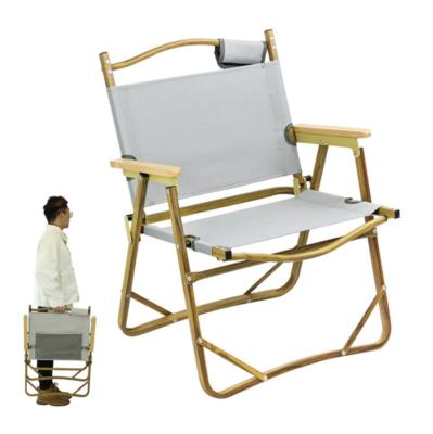 China Customized Outdoor Folding Beech Armrest Foldable Wood Chair Camping Traditional Kermit Chair for sale