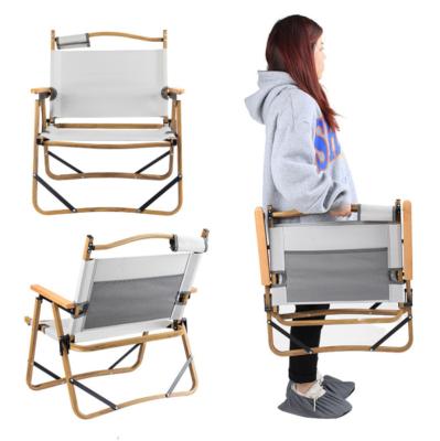 China Modern Luxury Large Traditional Wooden Aluminum Folding Chair Canvas Outdoor Camping Foldable Chair for sale