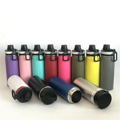 China 18oz 24oz 32oz Double Wall Water Bottle Stainless Steel Flask Sports Stocked Bottle With Handle Lid for sale