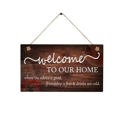 China Hanging Front Door Round Wood Welcome Sign Minimalist Welcome Sign For Farmhouse Porch Spring Welcome Sign Front Door Decorati for sale