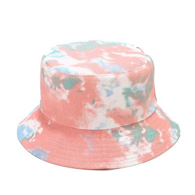 China Picture Tie-Dye Colorful Bucket Hat Reversible Black Fisherman Hat Fisherman Hat Fisherman Headdress Summer White Beach for sale