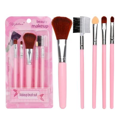 China Yizhilian Flat Brush Count Women 5 Blush Pink Blusher Plastic Eye Makeup Setmakeup Set Brushes High Quality Cheap for sale