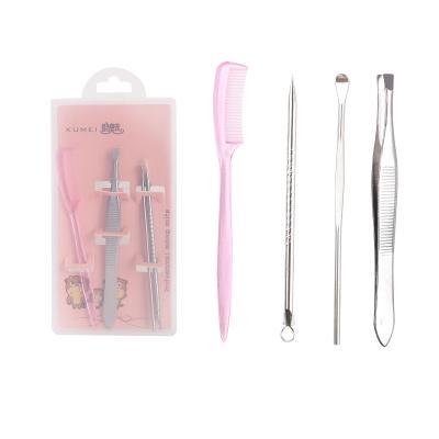 China Stainless Steel Tweezers Box Eyebrow Trimming Tool Eyebrow Comb Needle Acne Ear Scoop Eyebrow Clip Eyebrow for sale