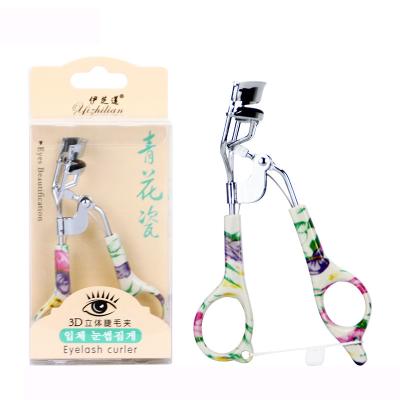 China yizhilian porcelain stainless steel blue and white stainless steel eyelash hair curler with box flower maker for sale