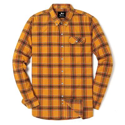 China Anti-pilling long sleeve flannel shirt mens 100% cotton plaid flannel shirt wholesale for men for sale